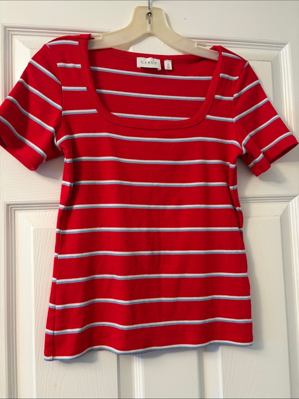 Cyrus Red Striped Short Sleeve Tee